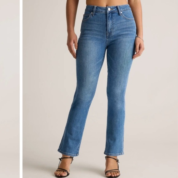 Quince Bella Stretch High Rise Kick Flare Jeans 26" inseam Medium Blue size 31 - Picture 4 of 11